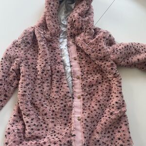 Tahari Pink and Black Fuzzy Kids Coat